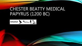 CHESTER BEATTY MEDICAL
PAPYRUS (1200 BC)
 