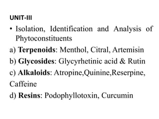 Pharmacognosy and phytochemistry ii (theory) | PPT