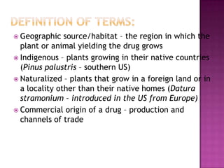Pharmacognosy & phytochemistry | PPTX