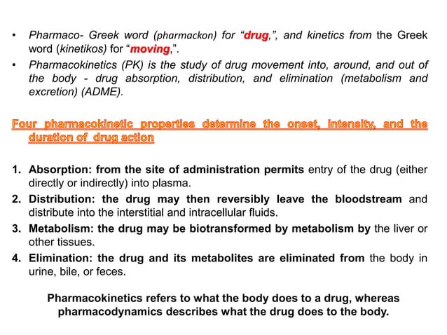 Pharmacokinetics | PPTX | Chemistry | Science