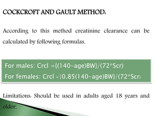 Cockroft Formule Pharmacokinetic variability disease | PPTX