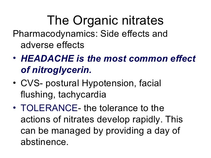 Nitroglycerin Side Effects Headache