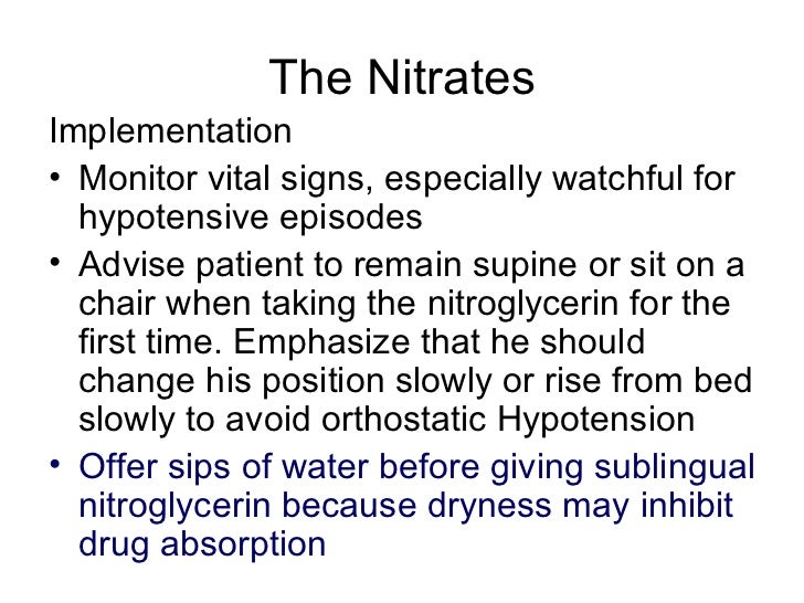 Slow release nitroglycerin nursing considerations