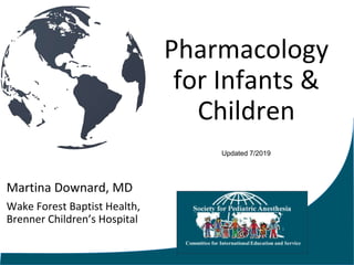 Pharmacology
for Infants &
Children
Martina Downard, MD
Wake Forest Baptist Health,
Brenner Children’s Hospital
Updated 7/2019
 