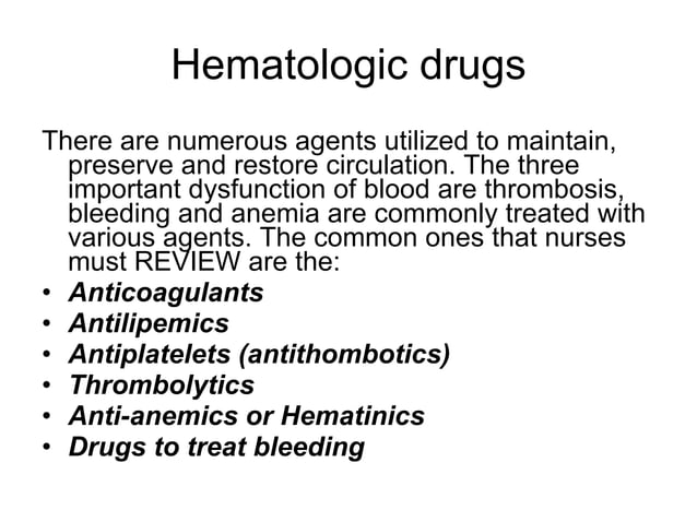 Pharmacology Hematologic Drugs | PPT