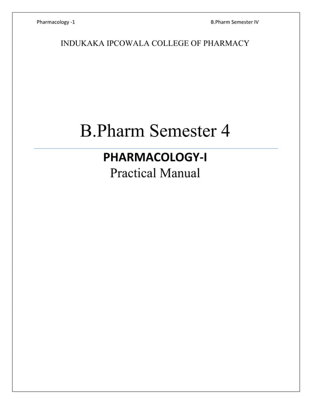 PharmacologyI_sem4_RDP lab manual PDF