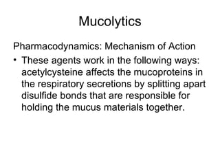 Pharmacology   Respiratory Drugs