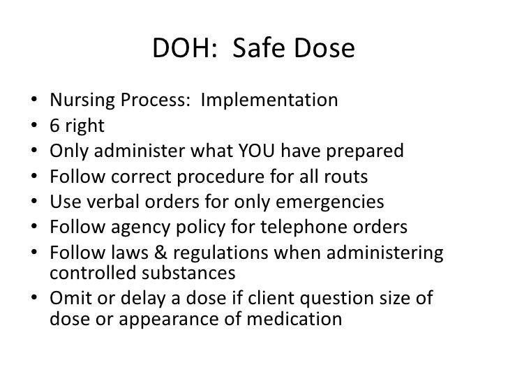 Pharmacology doh safe dose