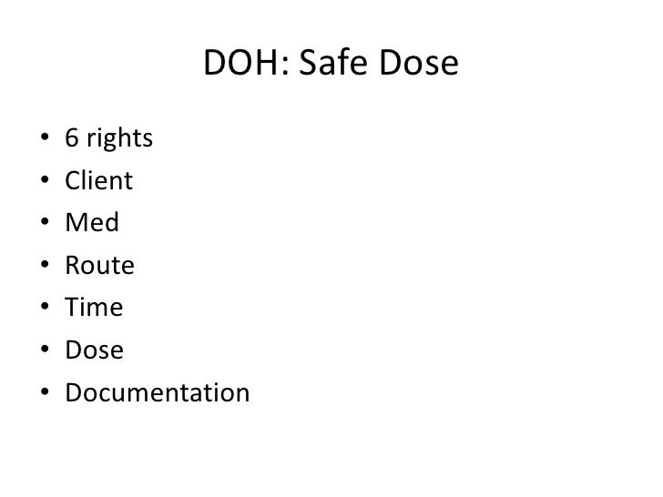 Pharmacology doh safe dose