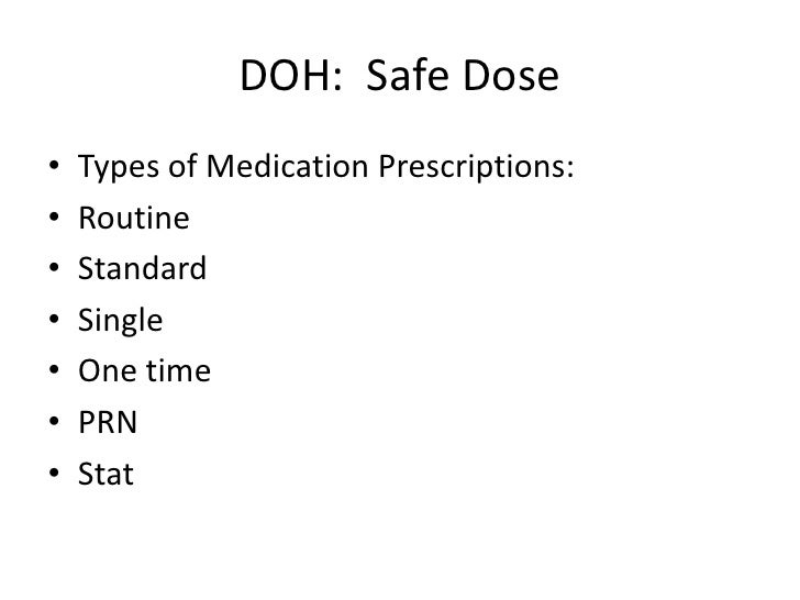 Pharmacology doh safe dose