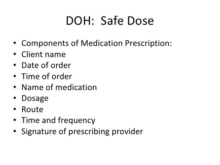 Pharmacology doh safe dose