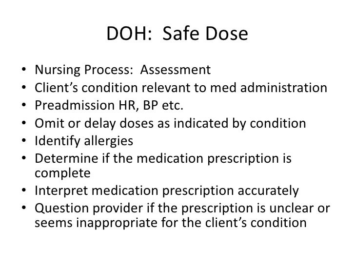 Pharmacology doh safe dose