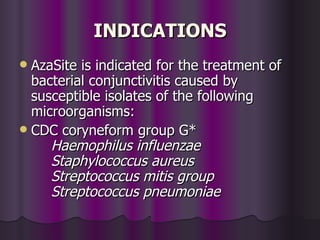 Azasite Generic Pharmacology eye disorders | PPT