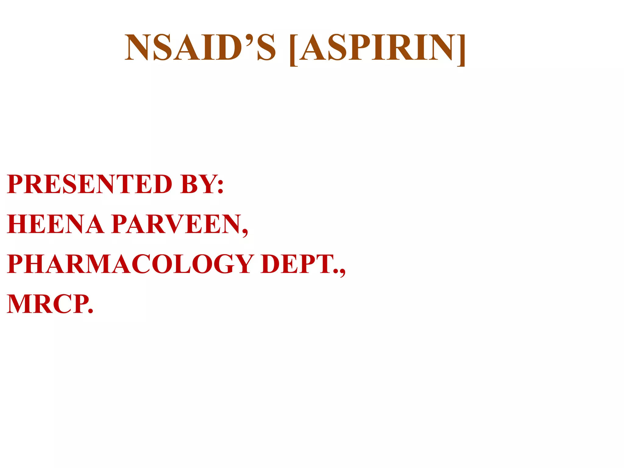 NSAID'S ASPIRIN PPT
