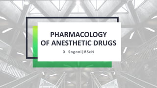 PHARMACOLOGY
OF ANESTHETIC DRUGS
D. Sogoni|BScN
 