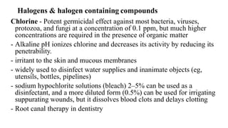 Halogen Drugs Example Pharmacology of commonly used antiseptic, desinfection etc | PPTX