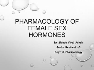 PHARMACOLOGY OF
FEMALE SEX
HORMONES
Dr Shinde Viraj Ashok
Junior Resident -3
Dept of Pharmacology
 