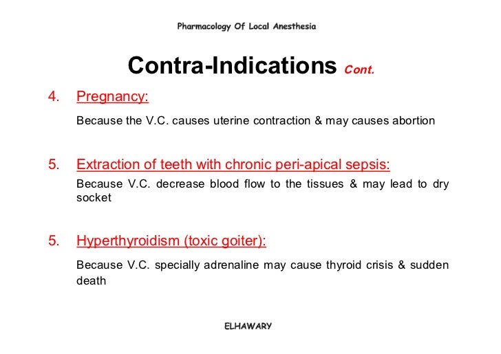 Contents of the dental carpule Pharmacology of local anesthesia