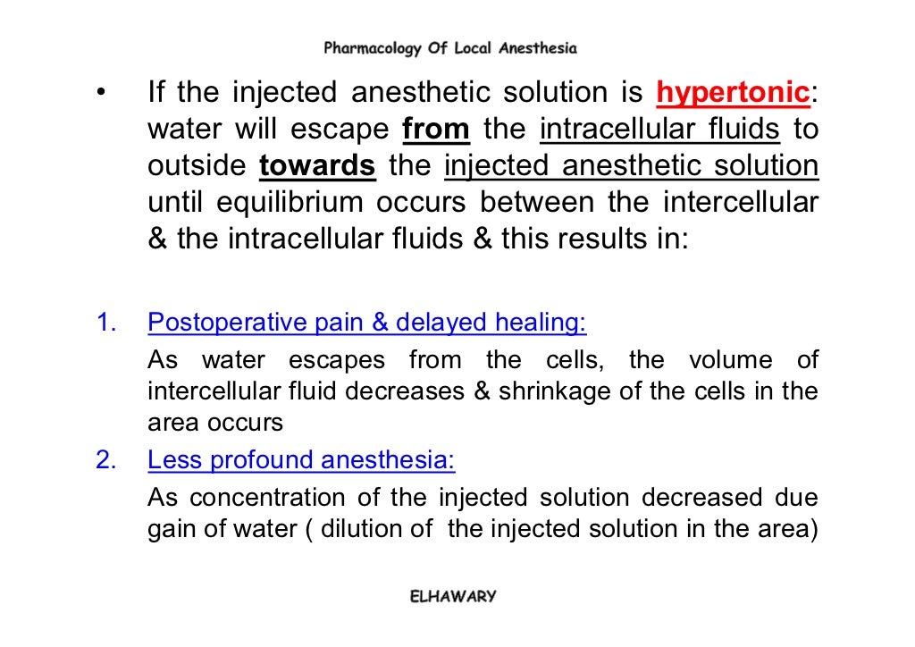 Contents of the dental carpule Pharmacology of local anesthesia