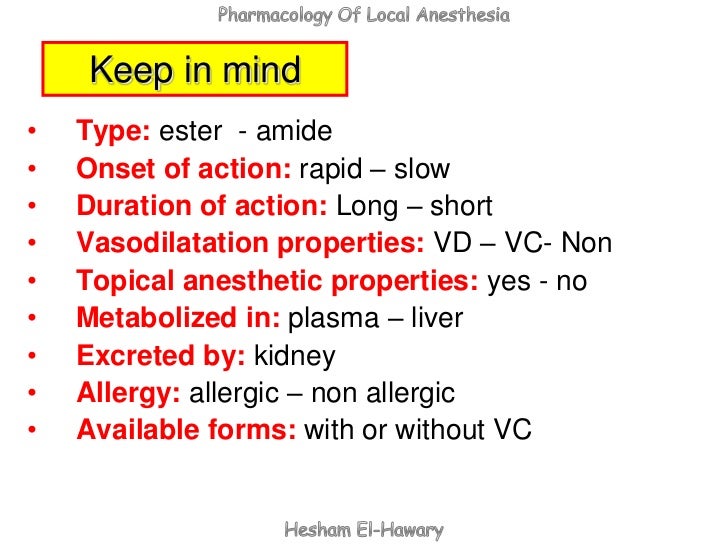 Pharmacology of Dental local anesthesia