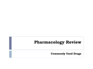 Pharmacology Review
Commonly Used Drugs
 