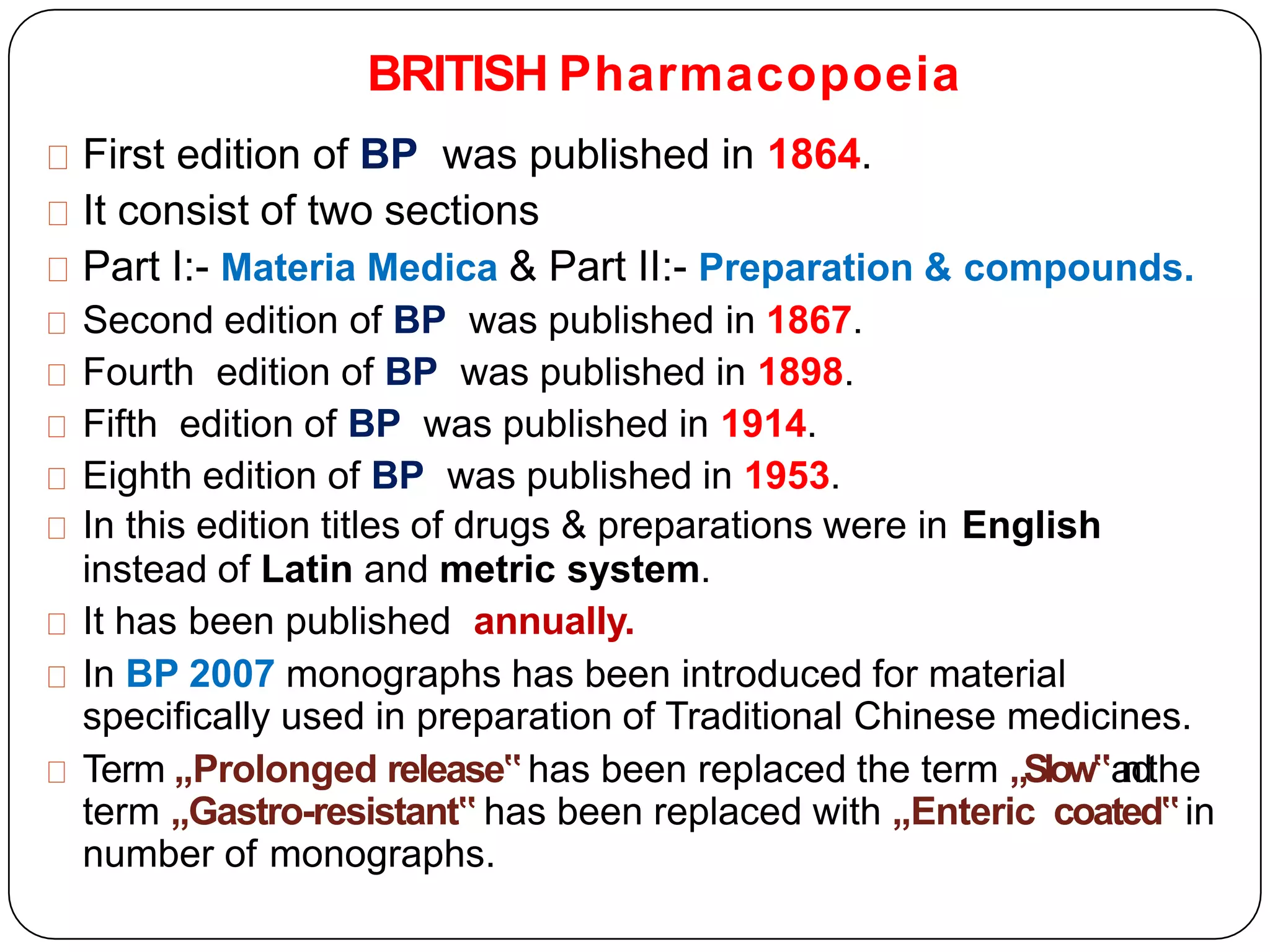 pharmacopoeia and monograph, pharmaceutical inorganic chemistry | PPTX