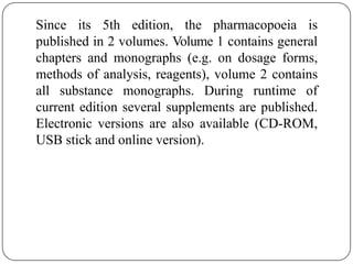 pharmacopoeia and monograph, pharmaceutical inorganic chemistry