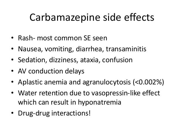 Carbamazepine Medication Side Effects