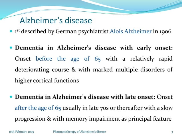 Pharmacotherapy of Alzheimer's Disease | PPTX
