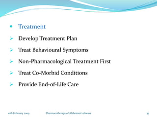 Pharmacotherapy of Alzheimer's Disease | PPTX