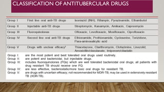 CLASSIFICATION OF ANTITUBERCULAR DRUGS
 