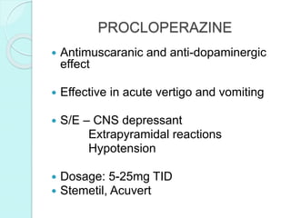 Pharmacotherapy of vertigo | PPTX