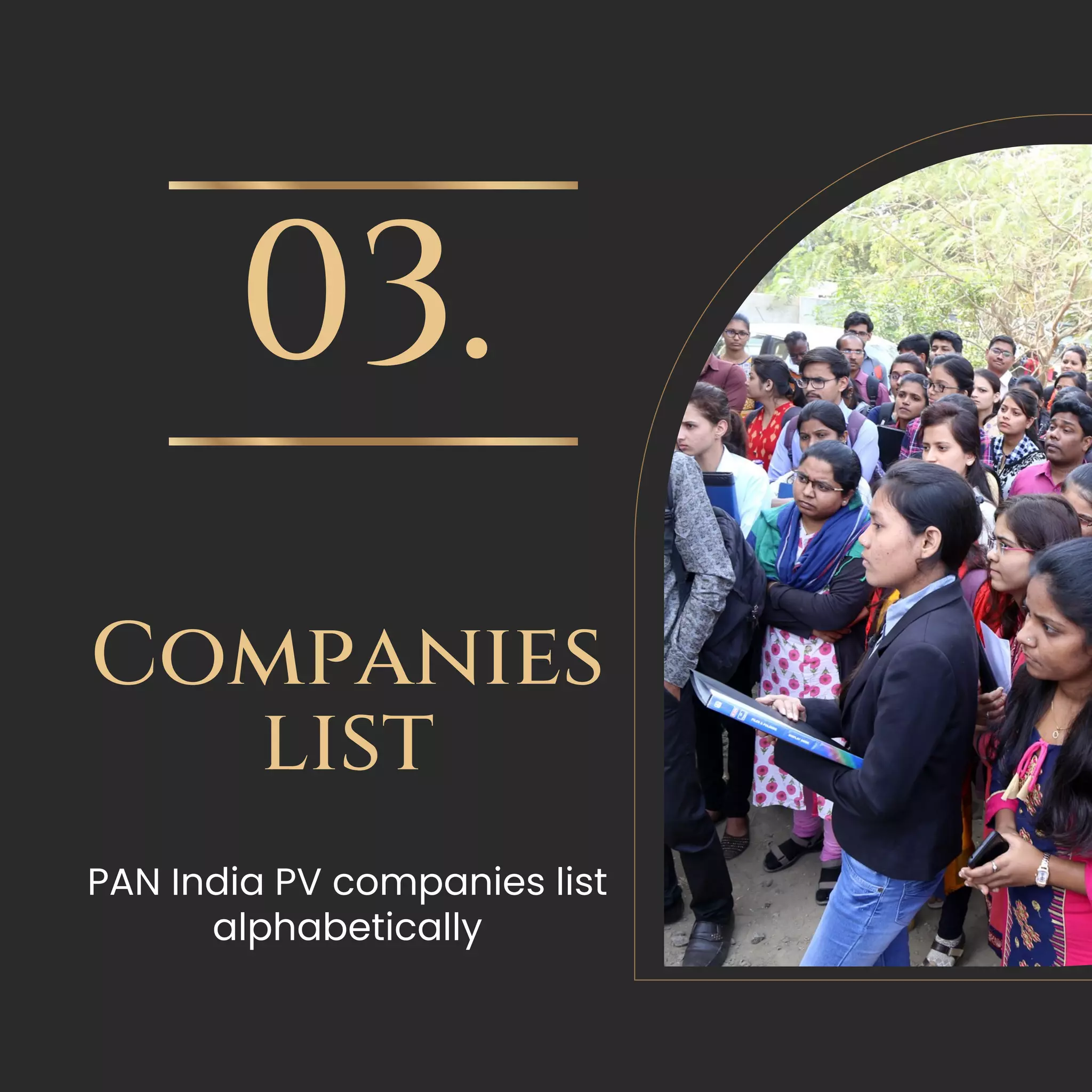 Companies
list
03.
PAN India PV companies list
alphabetically
 