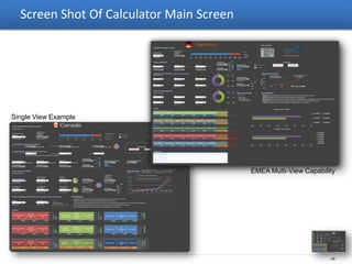 Screen Shot Of Calculator Main Screen




Single View Example




                                          EMEA Multi-View Capability




                                                                  - 26 -
 