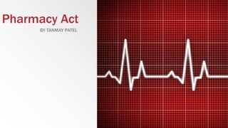 Pharmacy Act
BY TANMAY PATEL
 