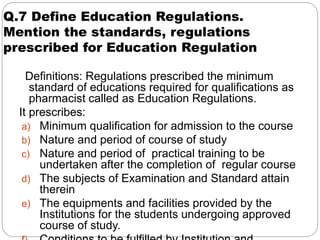 PHARMACY ACT, 1948 (Question Answer format).pptx
