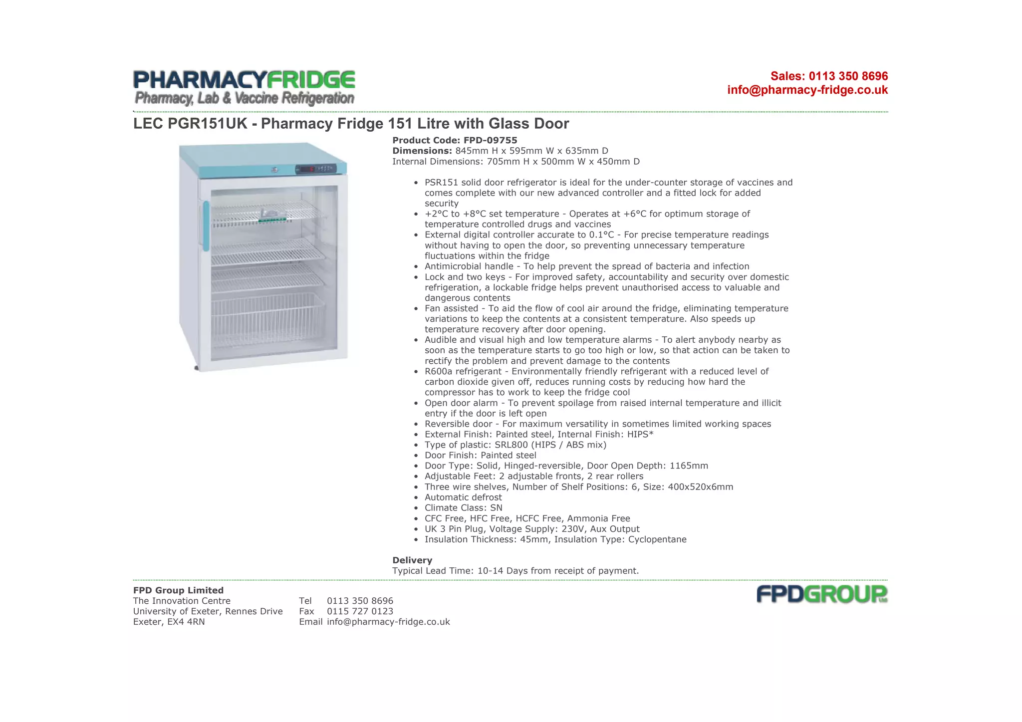 Pharmacy Fridge Brochure | PDF