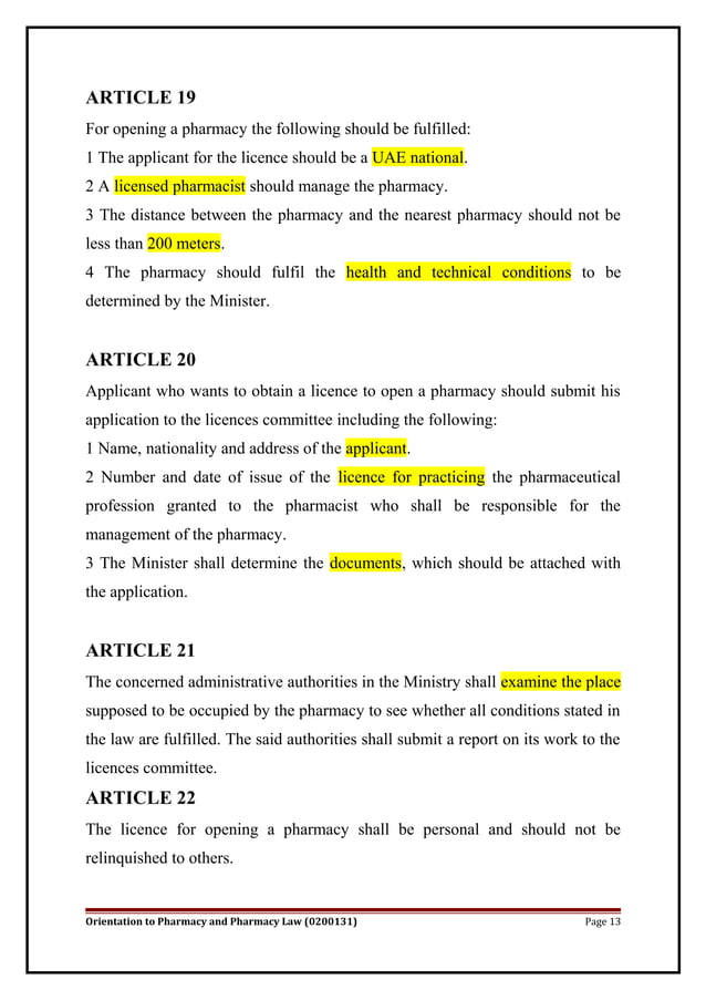 Pharmacy law and regulations 2014