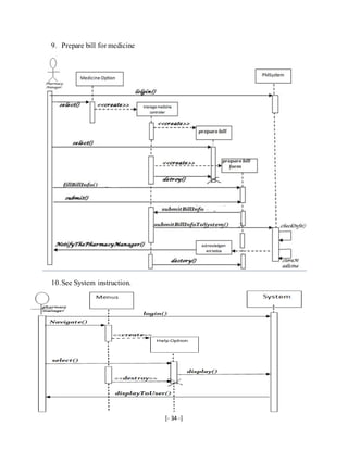 [- 34 -]
9. Prepare bill for medicine
10.See System instruction.
 