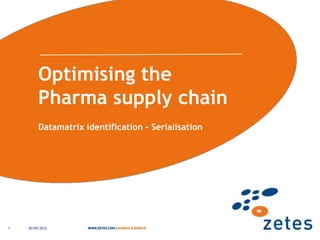 Optimising the
         Pharma supply chain
         Datamatrix identification – Serialisation




1   30/05/2012
 