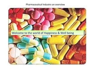 Pharmaceutical Industry an overview Welcome to world of Happiness & wellbeing  Welcome to the world of Happiness & Well being 