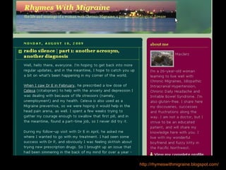 http://rhymeswithmigraine.blogspot.com/ 