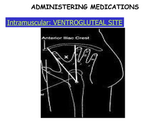 ADMINISTERING MEDICATIONS Intramuscular: VENTROGLUTEAL SITE 
