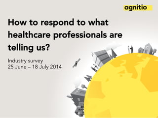 How to respond to what
healthcare professionals are
telling us?
Industry survey
25 June – 18 July 2014
 