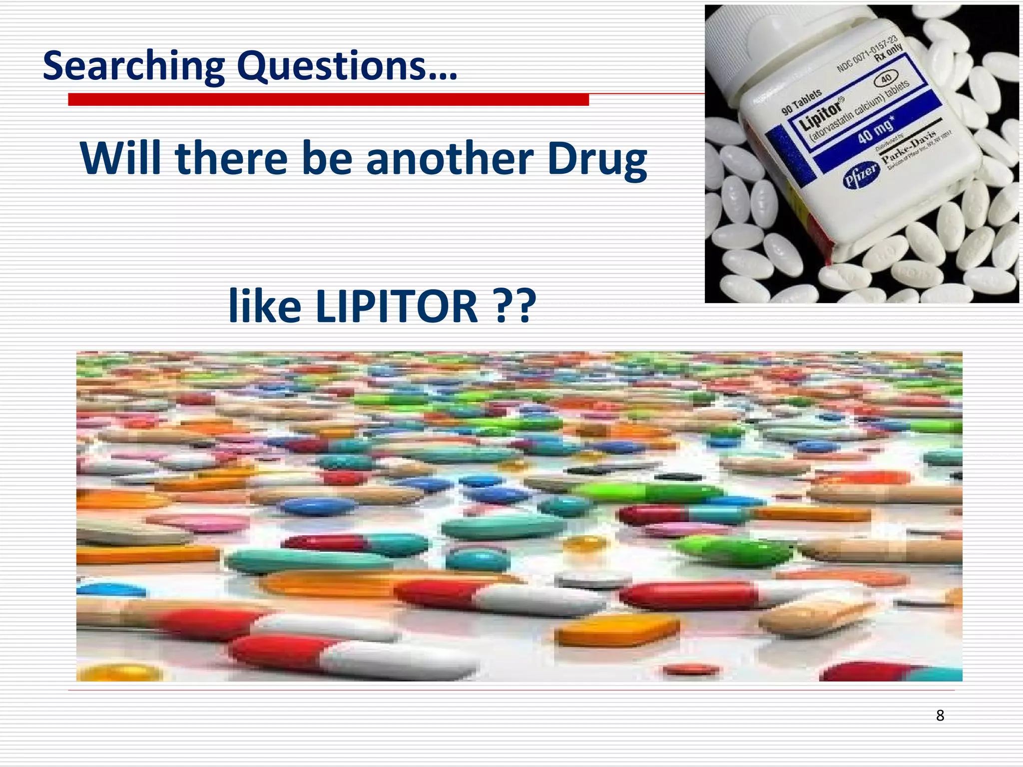Searching Questions…
Will there be another Drug
like LIPITOR ??
8
 