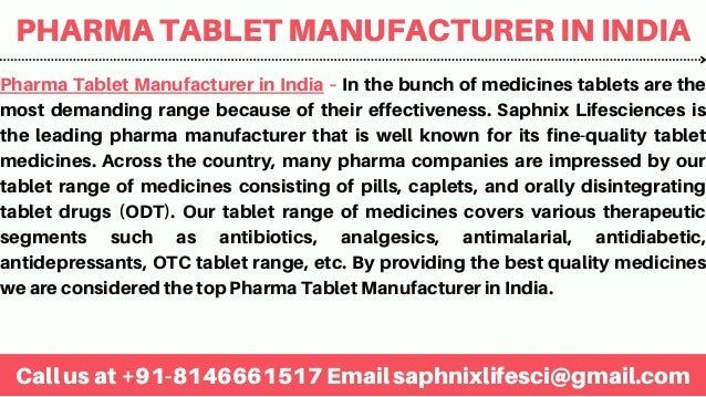 PHARMA TABLET MANUFACTURER IN INDIA
Pharma Tablet Manufacturer in India – In the bunch of medicines tablets are the
most d...