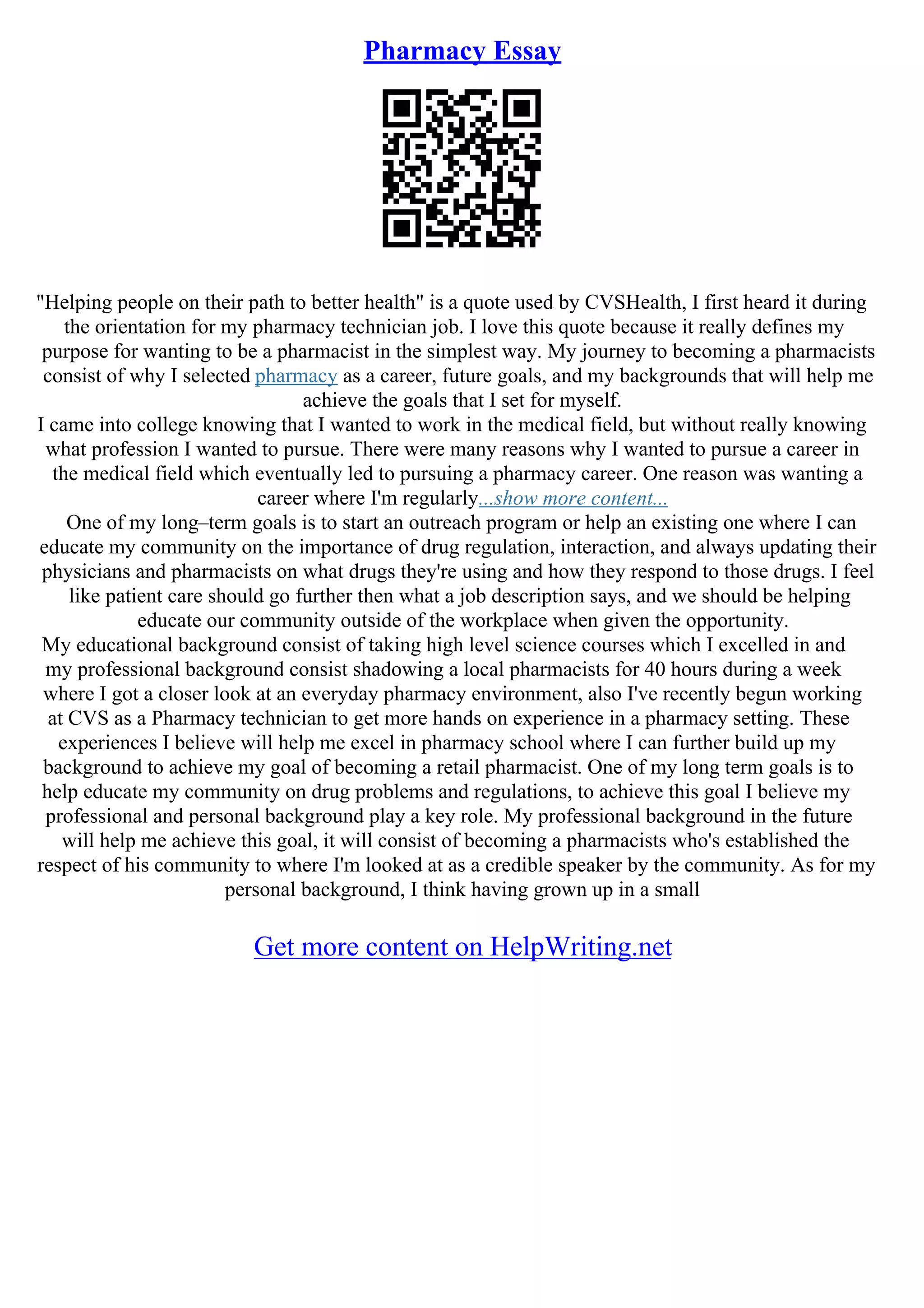 Pharmcas Essay Examples | PDF