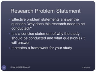Pharm d research project | PPTX