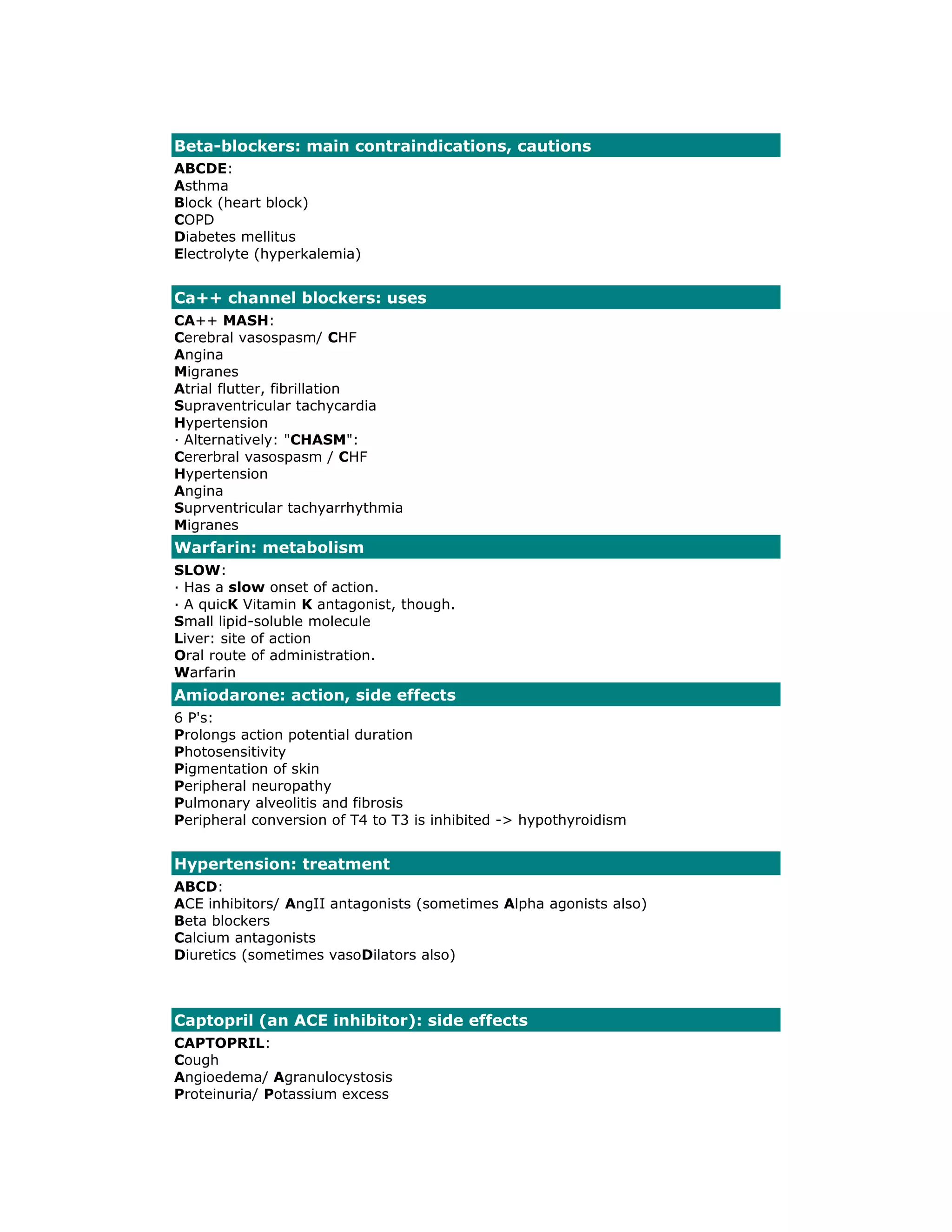 Pharm mnemonics | PDF