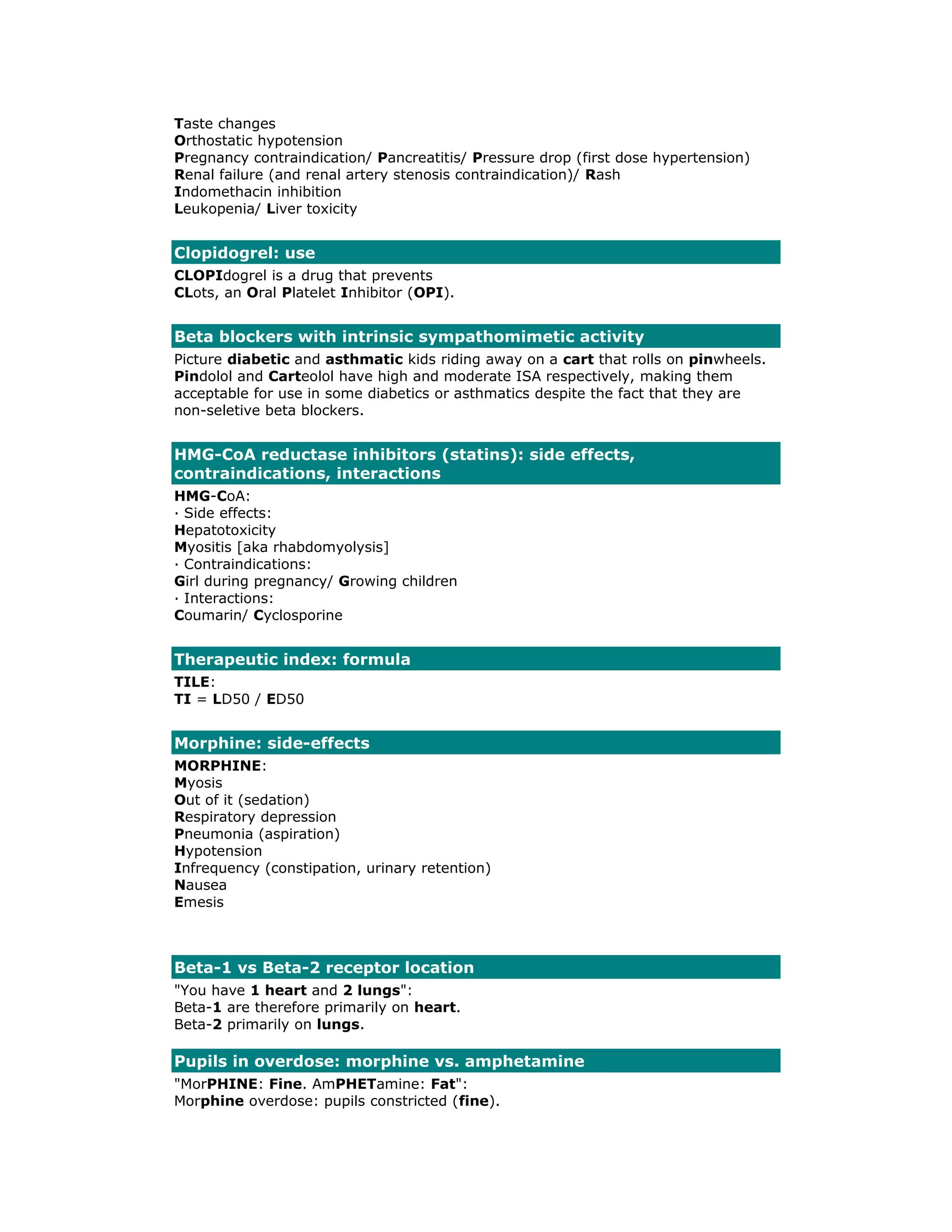 Pharm mnemonics | PDF